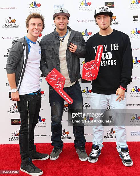 Rock Band Emblem Three attends "A Day Of Champions" benefiting the Bogart Pediatric Cancer Research Program at the Sports Museum of Los Angeles on...