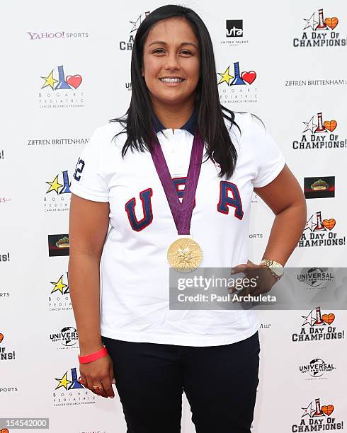 Olympic Gold Medalist Brenda Villa attends "A Day Of Champions" benefiting the Bogart Pediatric Cancer Research Program at the Sports Museum of Los...