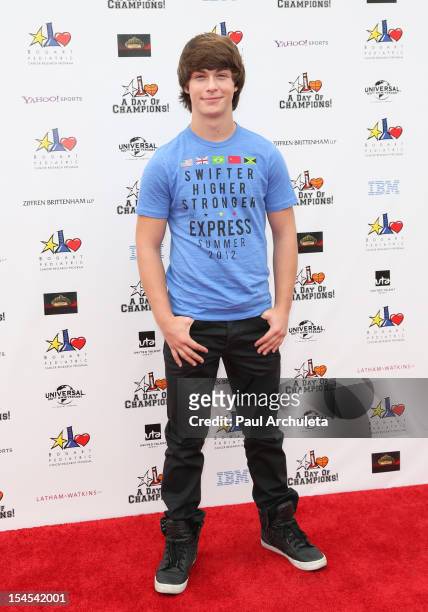 Actor Evan Hofer attends "A Day Of Champions" benefiting the Bogart Pediatric Cancer Research Program at the Sports Museum of Los Angeles on October...