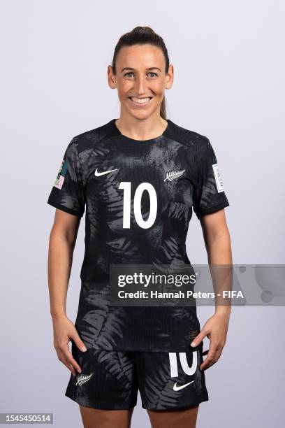 Annalie Longo of New Zealand poses during the official FIFA Women's World Cup Australia & New Zealand 2023 portrait session on July 15, 2023 in...