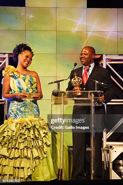 Sipho Makhabane on stage during the 3rd annual SABC Crown Gospel Awards at the Durban International Convention Centre on December 2, 2010 in Durban,...