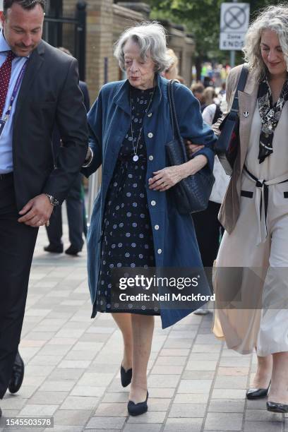 Maggie Smith attends day thirteen of the Wimbledon Tennis Championships at All England Lawn Tennis and Croquet Club on July 15, 2023 in London,...