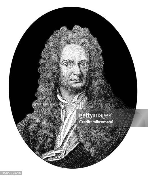 portrait of sir isaac newton (25 december 1642 – 20 march 1726/27) english mathematician, physicist, astronomer, theologian - sir isaac newton physicist stock pictures, royalty-free photos & images