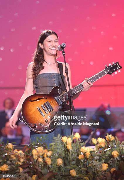 Elisa performs during the concert Pavarotti and Friends May 28, 2002 in Modena, Italy.
