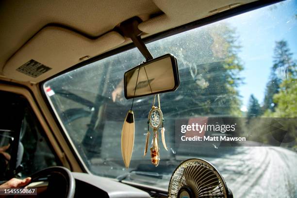 driving a camper van in the carmanah walbran provincial park vancouver island bc canada - carmanah walbran provincial park stock pictures, royalty-free photos & images