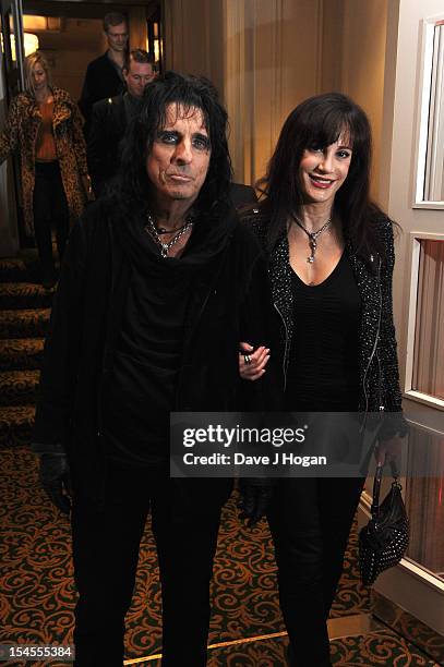 Sheryl Goddard and Alice Cooper attend the Q Awards 2012 at The Grosvenor House Hotel on October 22, 2012 in London, England.