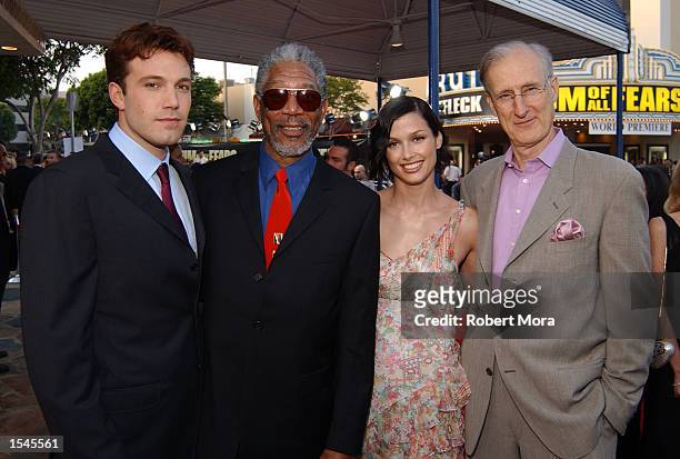 Actors Ben Affleck, Morgan Freeman, Bridget Moynanan, and James Cromwell attend the world premiere screening of "The Sum of All Fears" at the Mann...