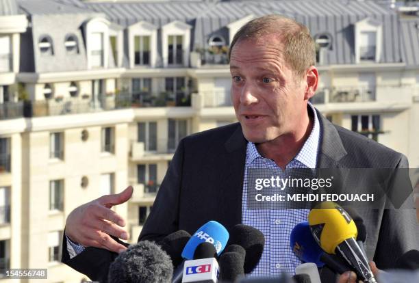 French director of Tour de France cycling race, Christian Prudhomme, answers journalists' questions on October 22, 2012 in Issy-les-Moulineaux, near...