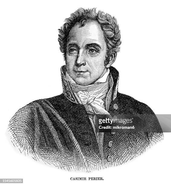 portrait of casimir-pierre périer (1777–1832) a prominent french banker, mine owner, political leader and statesman - one man only stock illustrations stock pictures, royalty-free photos & images