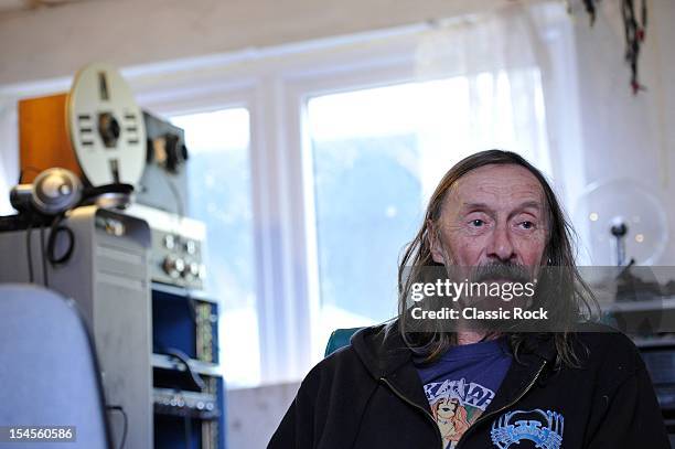 Dave Brock of English prog rock band Hawkwind, inside their home recording studio on March 14, 2012 in Honiton.