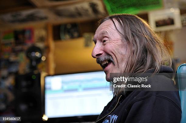 Dave Brock of English prog rock band Hawkwind, inside their home recording studio on March 14, 2012 in Honiton.