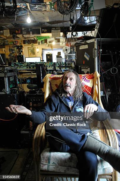 Dave Brock of English prog rock band Hawkwind, inside their home recording studio on March 14, 2012 in Honiton.
