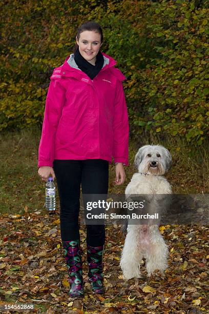 Ashleigh and Pudsey attend the launch photocall for the Highland Spring's Woodland Wonder Campaign on October 22, 2012 in St Albans, England.