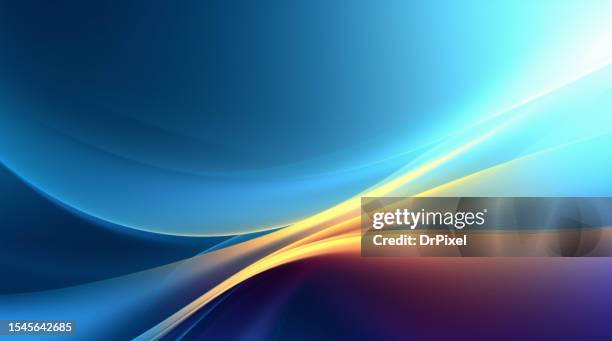abstract gradient blue background with orange & blue waves composition - digital composite stock-fotos und bilder