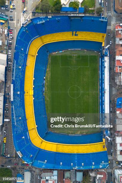 Aerial view of Boca Juniors's Estadio Alberto J. Armando on July 14, 2023 in Buenos Aires, Argentina.
