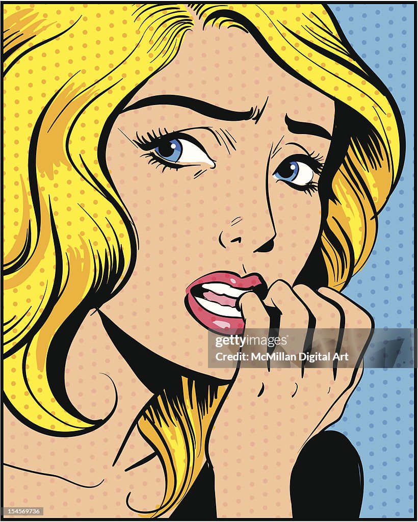 Woman biting fingernails