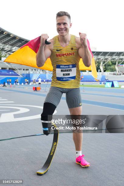 Markus Rehm of team Germany competes in Men's Long Jump T64 during day seven of the Para Athletics World Championships Paris 2023 at Stade Charlety...