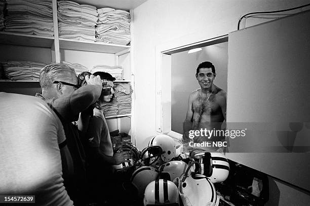 Will The Real Jets Quarterback Please Stand Up" -- Pictured: Joe Namath during the New York Jets summer training at Peekskill Military Academy in...