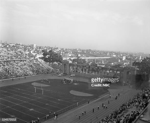 San Diego Chargers v. Boston Patriots" -- Pictured: The San Diego Chargers vs. Boston Patriots game at Balboa Stadium in San Diego, CA on October 31,...