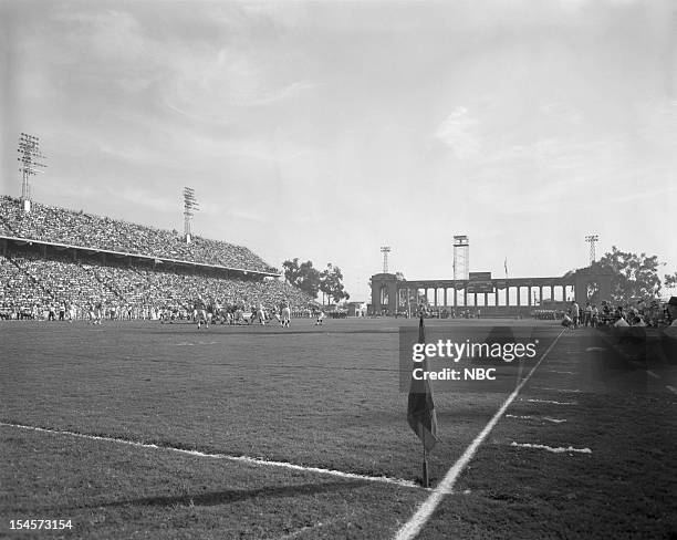 San Diego Chargers v. Boston Patriots" -- Pictured: The San Diego Chargers vs. Boston Patriots game at Balboa Stadium in San Diego, CA on October 31,...