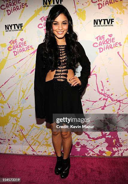 Vanessa Hudgens arrives to the red carpet world premiere of "The Carrie Diaries" at the New York Television Festival at SVA Theater on October 22,...