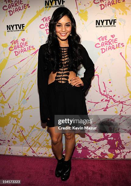 Vanessa Hudgens arrives to the red carpet world premiere of "The Carrie Diaries" at the New York Television Festival at SVA Theater on October 22,...