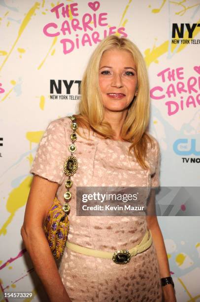 Candace Bushnell arrives to the red carpet world premiere of "The Carrie Diaries" at the New York Television Festival at SVA Theater on October 22,...