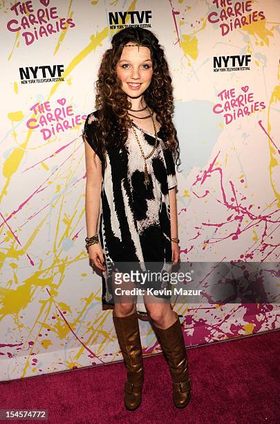 Stefania Owen arrives to the red carpet world premiere of "The Carrie Diaries" at the New York Television Festival at SVA Theater on October 22, 2012...
