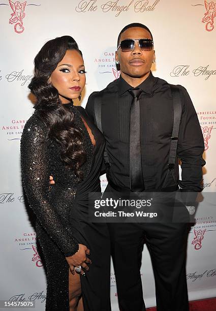 Ashanti and Nelly attend the Angel Ball 2012 hosted by Gabrielle's Angel Foundation at Cipriani Wall Street on October 22, 2012 in New York City.