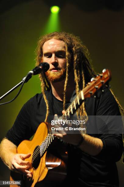 Newton Faulkner performs on stage at Shepherds Bush Empire on October 22, 2012 in London, United Kingdom.