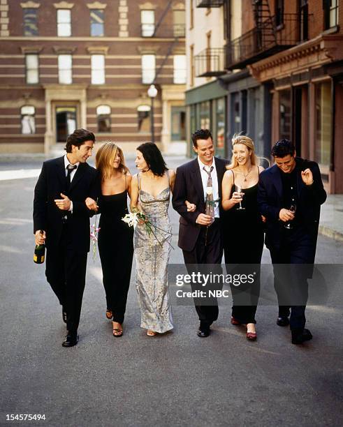 Season 6 -- Pictured: David Schwimmer as Ross Geller, Jennifer Aniston as Rachel Green, Courteney Cox as Monica Geller, Matthew Perry as Chandler...