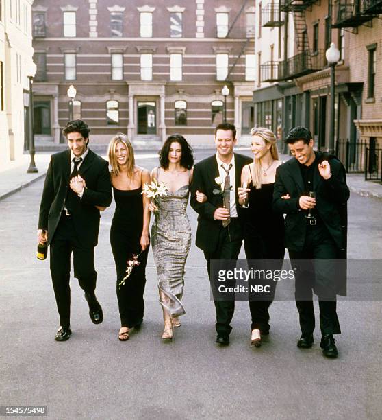 Season 6 -- Pictured: David Schwimmer as Ross Geller, Jennifer Aniston as Rachel Green, Courteney Cox as Monica Geller, Matthew Perry as Chandler...