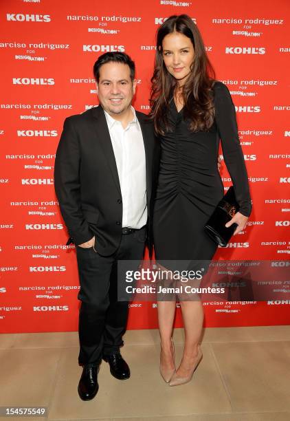 Designer Narciso Rodriguez and actress Katie Holmes attend Narciso Rodriguez Kohl's Collection Launch Party at IAC Building on October 22, 2012 in...