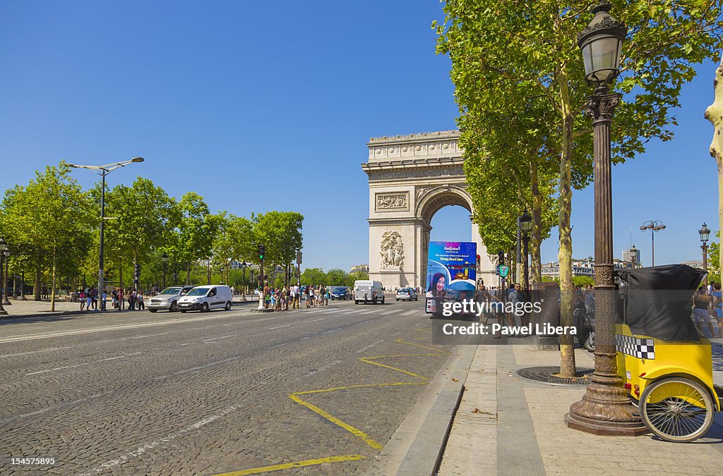 Arc de Triomphe and Avenue Champs-Elysees, Paris