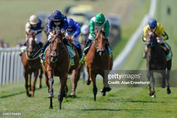 Ryan Moore riding City Of Troy win The bet365 Superlative Stakes at Newmarket Racecourse on July 15, 2023 in Newmarket, England.