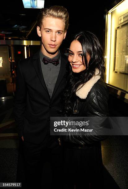 Austin Butler and Vanessa Hudgens attend the red carpet world premiere of "The Carrie Diaries" at the New York Television Festival at SVA Theater on...