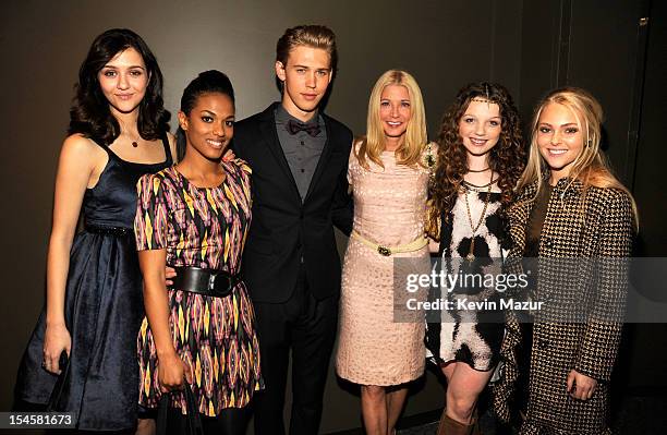 Katie Findlay, Freema Agyeman, Austin Butler, Candace Bushnell, Stephania Owen and AnnaSophia Robb attend the world premiere of "The Carrie Diaries"...