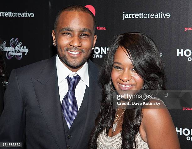 Bobbi Kristina Brown and Nick Gordon attends "The Houstons: On Our Own" Series Premiere Party at Tribeca Grand Hotel on October 22, 2012 in New York...