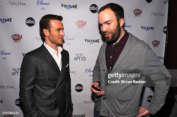 Actor James Van Der Beek and guest attend the premiere party for "Don't Trust The B---- In Apt 23" hosted by New York Magazine and Vulture at Toro...