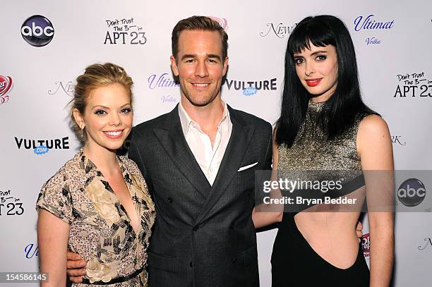 Dreama Walker, James Van Der Beek and Krysten Ritter attend the premiere party for "Don't Trust The B---- In Apt 23" hosted by New York Magazine and...