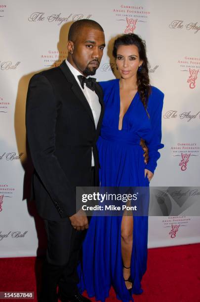 Kanye West and Kim Kardashian attend the Angel Ball 2012 at Cipriani, Wall Street on October 22, 2012 in New York City.