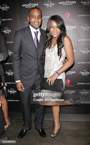 Personalities Nick Gordon and Bobbi Kristina Brown attend "The Houstons: On Our Own" Series Premiere Party at Tribeca Grand Hotel on October 22, 2012...