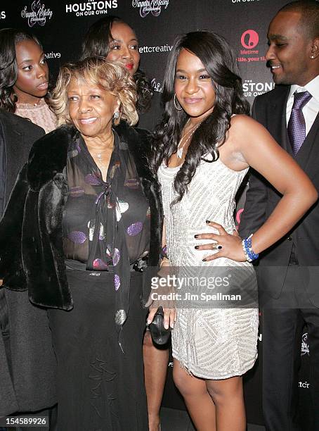 Singer Cissy Houston and TV Personality Bobbi Kristina Brown attend "The Houstons: On Our Own" Series Premiere Party at Tribeca Grand Hotel on...