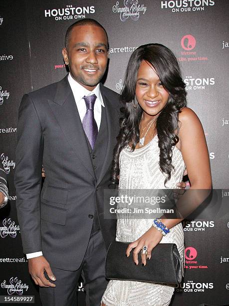 Personalities Nick Gordon and Bobbi Kristina Brown attend "The Houstons: On Our Own" Series Premiere Party at Tribeca Grand Hotel on October 22, 2012...