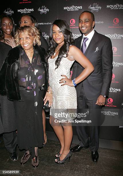 Singer Cissy Houston , TV Personalities Bobbi Kristina Brown and Nick Gordon attend "The Houstons: On Our Own" Series Premiere Party at Tribeca Grand...