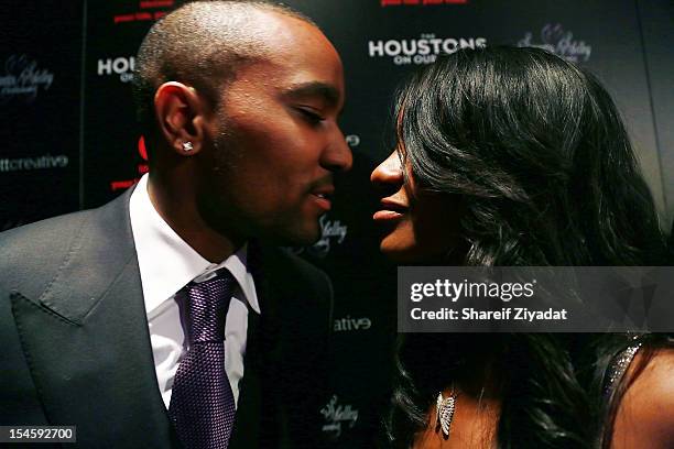 Nick Gordon and Bobbi Kristina Brown attends "The Houstons: On Our Own" series premiere party at the Tribeca Grand Hotel on October 22, 2012 in New...