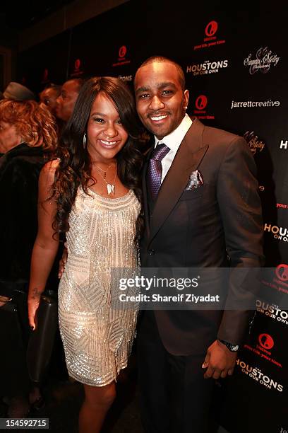 Nick Gordon and Bobbi Kristina Brown attends "The Houstons: On Our Own" series premiere party at the Tribeca Grand Hotel on October 22, 2012 in New...