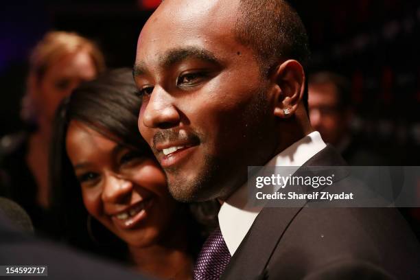 Nick Gordon and Bobbi Kristina Brown attends "The Houstons: On Our Own" series premiere party at the Tribeca Grand Hotel on October 22, 2012 in New...