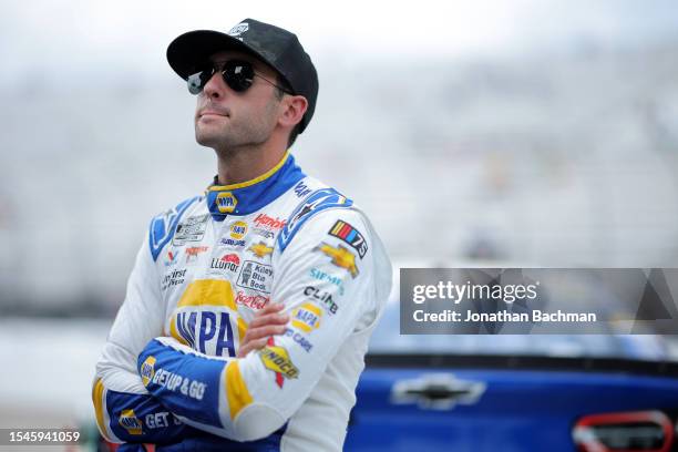 Chase Elliott, driver of the NAPA Auto Parts Chevrolet, waits on the grid during practice for the NASCAR Cup Series Crayon 301 at New Hampshire Motor...