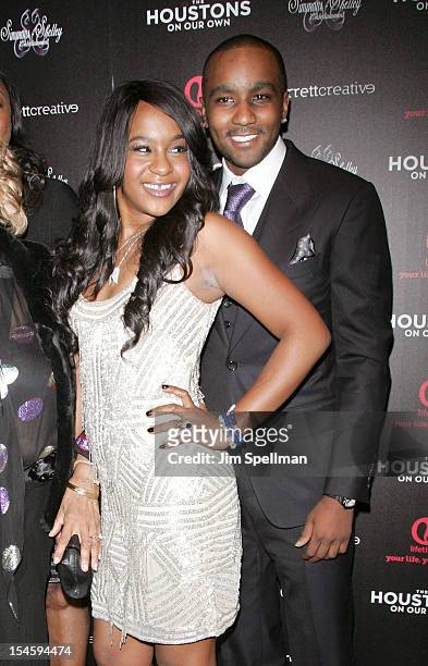 Personalities Nick Gordon and Bobbi Kristina Brown attend "The Houstons: On Our Own" Series Premiere Party at Tribeca Grand Hotel on October 22, 2012...